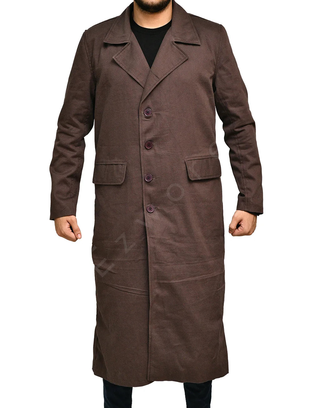 Mens Brown Wool Trench Coat