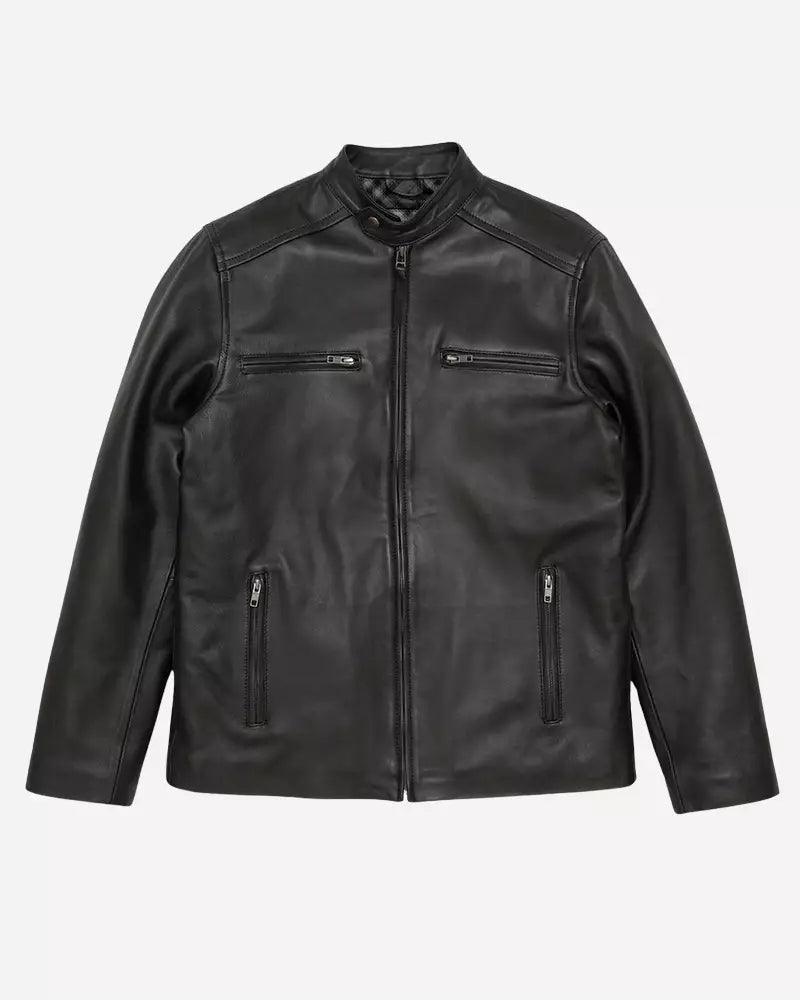 Mens Cafe Racer Black Jacket