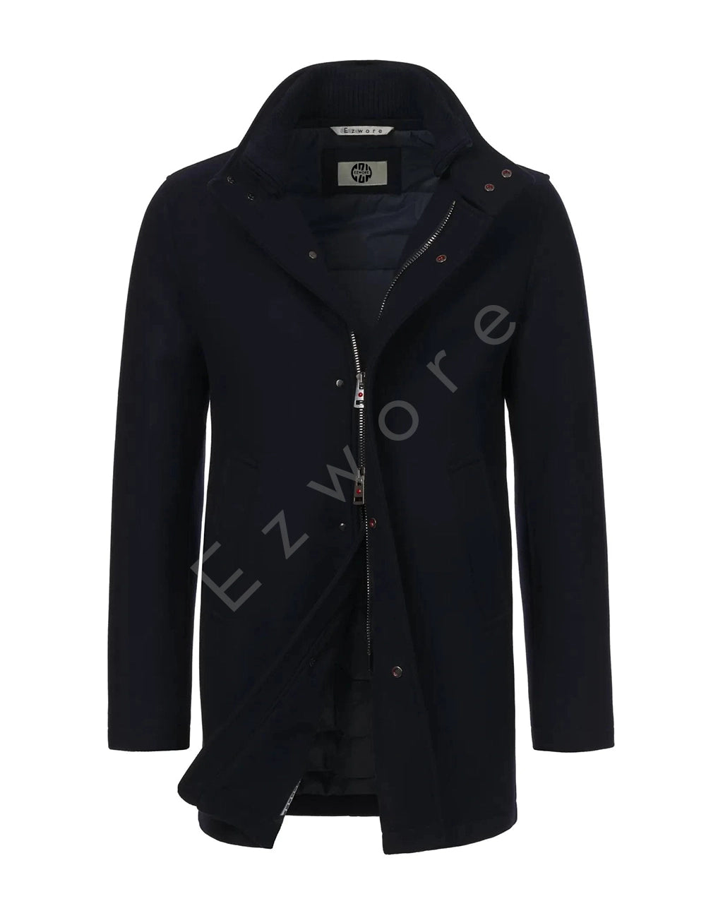 Mens Dark Blue Wool Coat