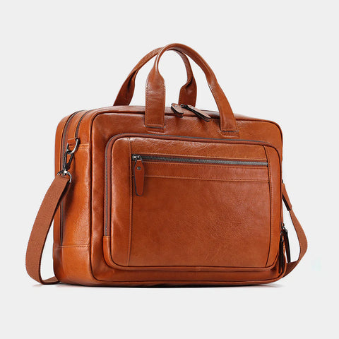 Everyday Brown Leather Laptop Satchel For Mens