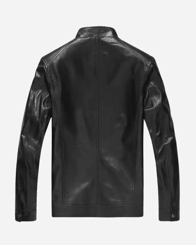 Men Fashion Leather Stand Vintage Motorcycle Jacket