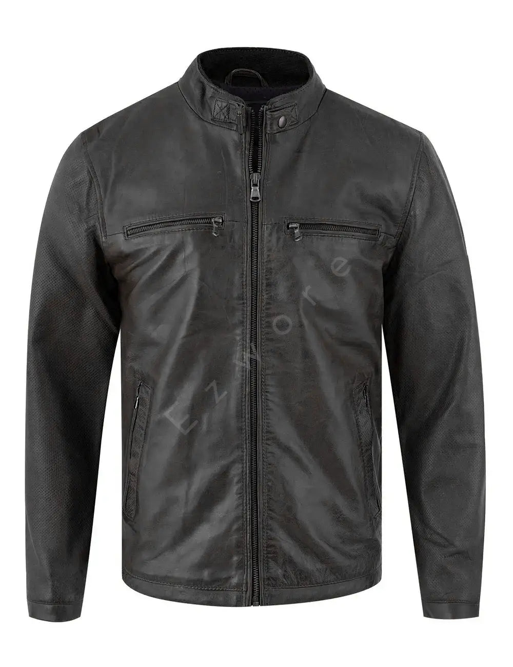 Mens Lambskin Black Cafe Racer Jacket