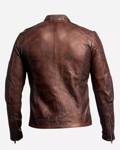 Men Brown Vintage Cafe Racer Jacket