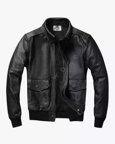 Mens Aviator Flight Distressed Leather Bomber Jacket