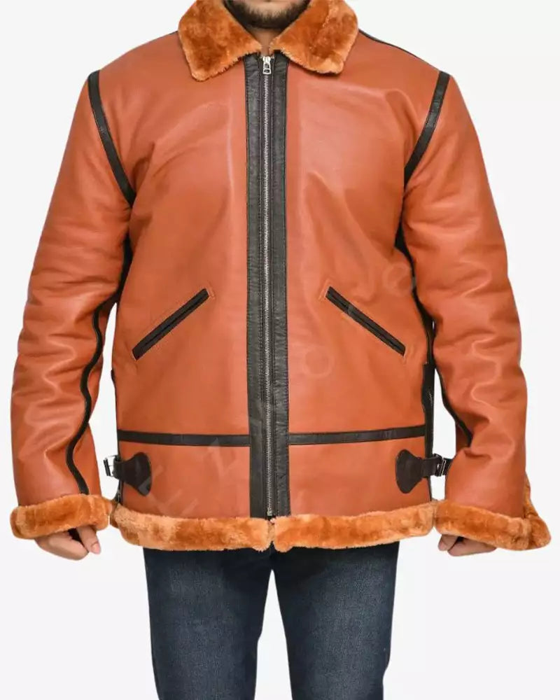 Mens Aviator Leather Bomber Jacket