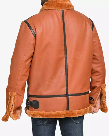 Mens Aviator Leather Bomber Jacket