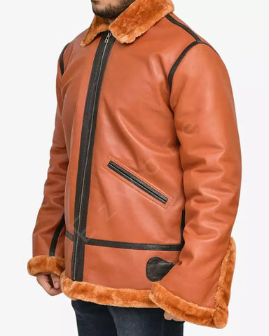 Mens Aviator Leather Bomber Jacket