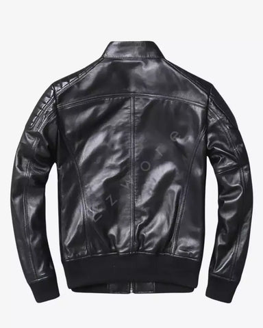 Mens Axel Genuine Lambskin Leather Bomber Jacket