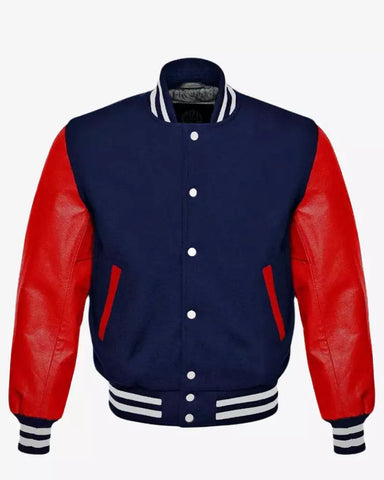 Mens Baseball Red and Blue Varsity Jacket