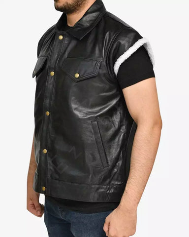 Mens Biker Leather Vest