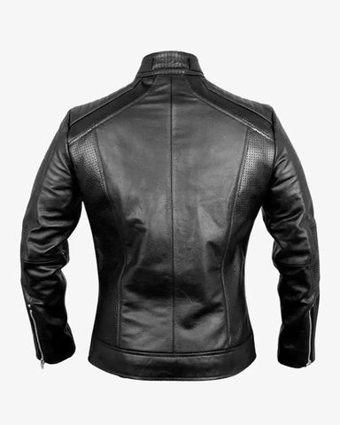 Mens Black Biker Cafe Racer Jacket