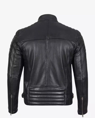 Mens Black Cafe Racer Leather Jacket