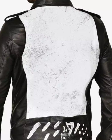 Mens Black Motorcycle Asymmetrical Jacket