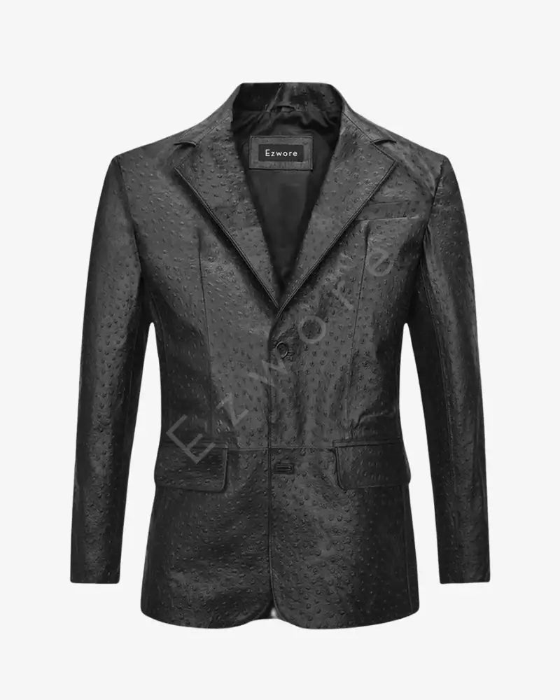 Mens Black Ostrich Leather Blazer