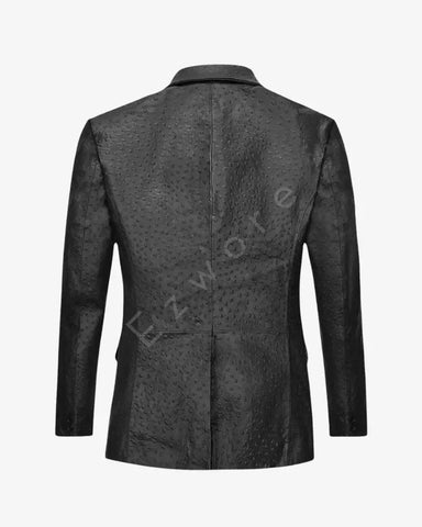 Mens Black Ostrich Leather Blazer