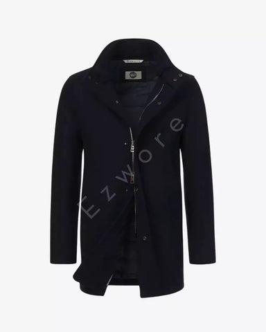 Mens Black Wool Coat