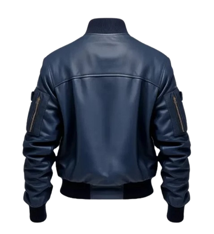 Men’s Blue Flight Bomber Leather Jacket