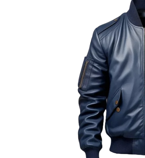 Men Blue Flight Bomber Leather Jackets
