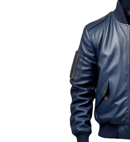 Men Blue Flight Bomber Leather Jackets