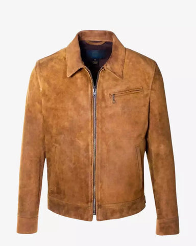 Mens Brown Suede Trucker Jacket