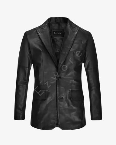 Mens Catwalk Black Leather Blazer