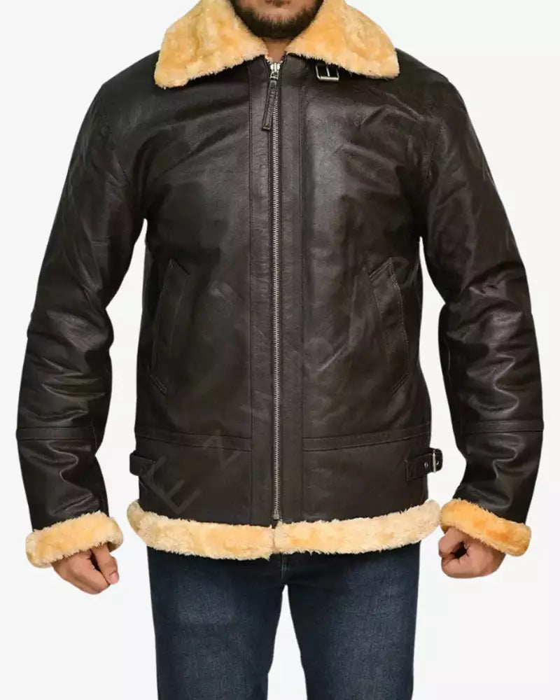 Mens Fur Aviator Jacket