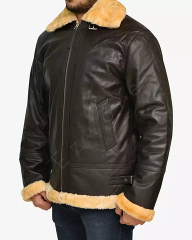 Mens Fur Aviator Jacket