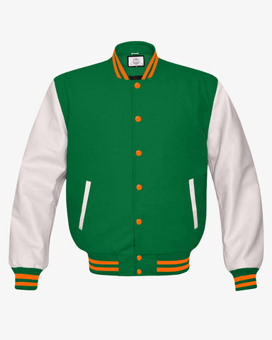 Mens Green and White Varsity Jacket