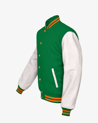 Mens Green and White Varsity Jacket