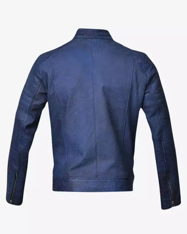 Mens Johnson Blue Leather Jacket