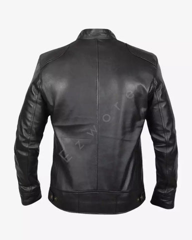 Mens Lambskin Black Cafe Racer Jacket