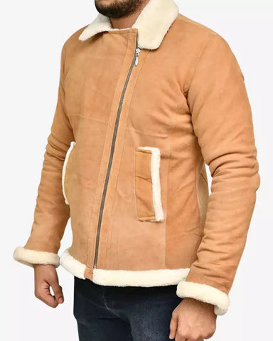 Mens Light Brown Shearling Jacket