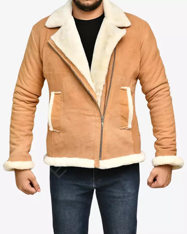 Mens Light Brown Shearling Jacket