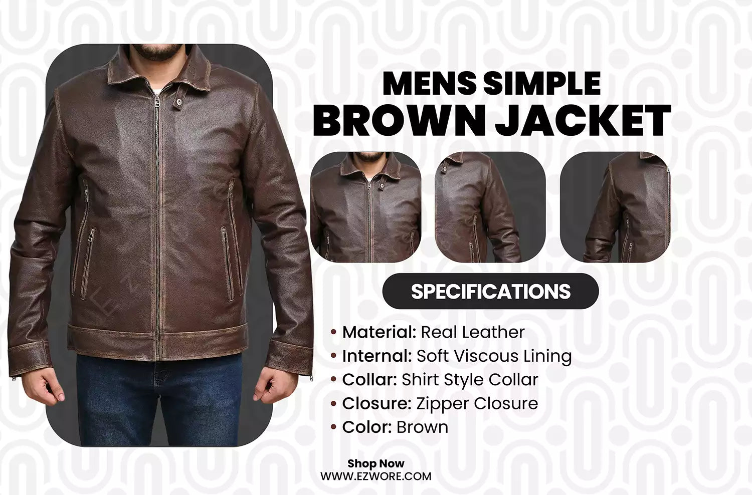 Mens Simple Brown Jacket infography