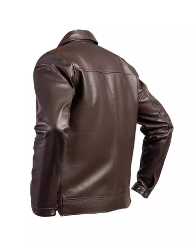 Mens Simple Brown Leather Jacket