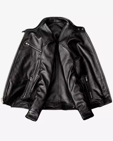 Men Spring Motorcycle Leather Jacket