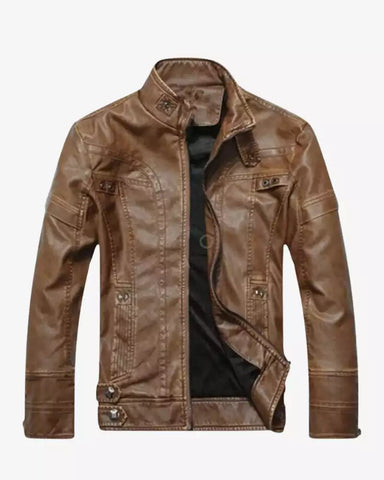 Mens Storm Lambskin Brown Leather Jacket