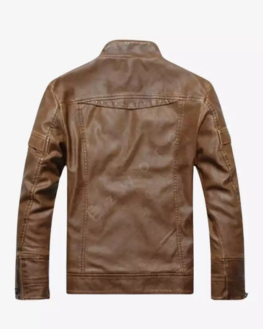 Mens Storm Lambskin Brown Leather Jacket