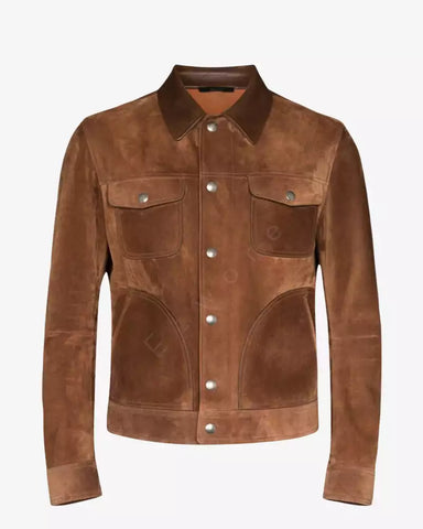 Mens Suede Brown Leather Jacket