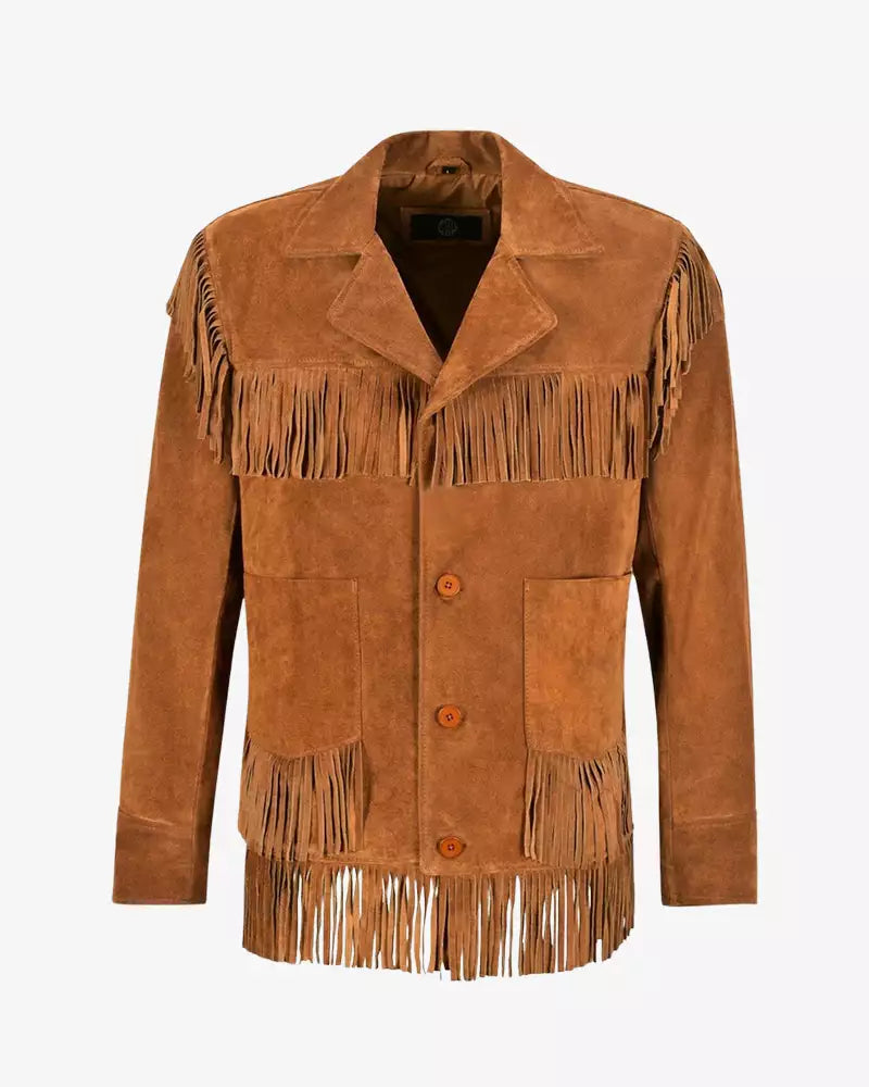 Men Western American Leather Fringed Jacket