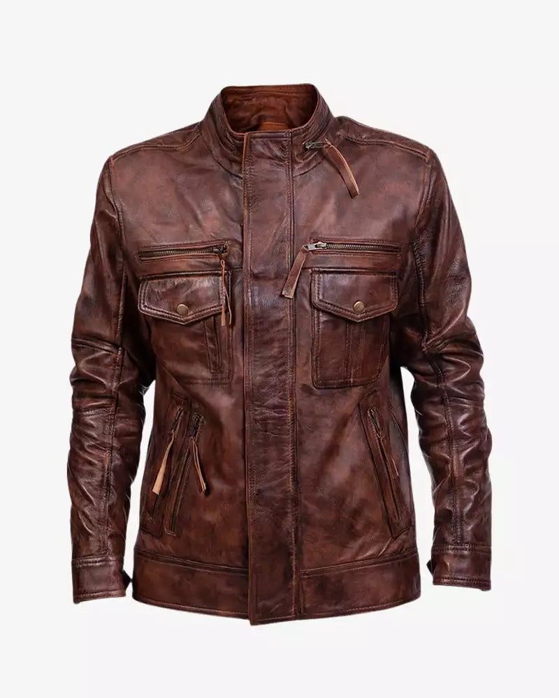 Brown Vintage Leather Mens Jacket