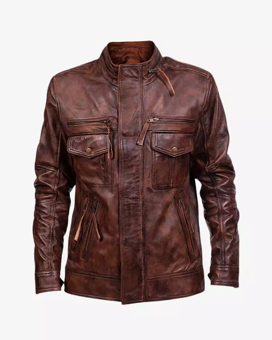 Brown Vintage Leather Mens Jacket 800
