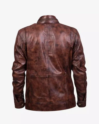 Brown Vintage Leather Mens Jacket