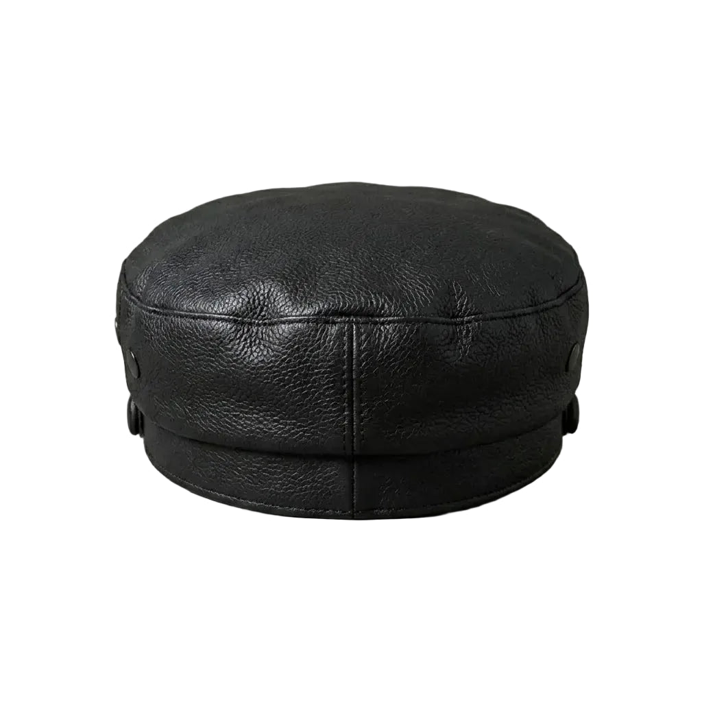 New Braided Baker Boy Black Leather Cap