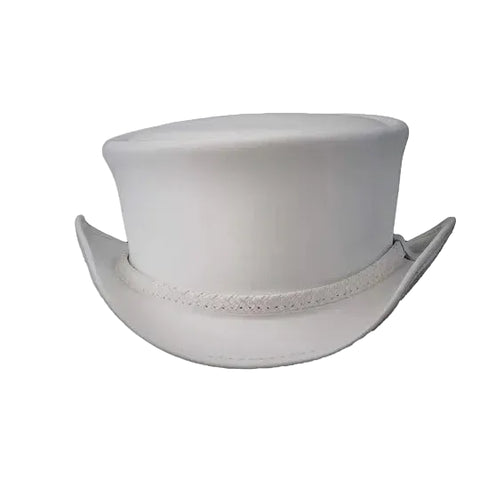 New Ghost Rider Handmade Womens White Leather Top Hat