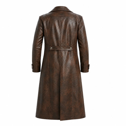 Nicolas Cage Spider-Noir Brown Leather Long Coat