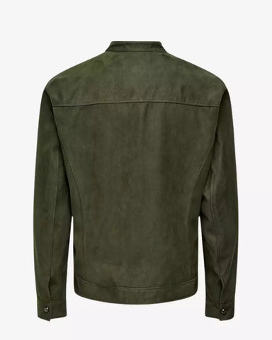 Olive Suede Biker Jacket