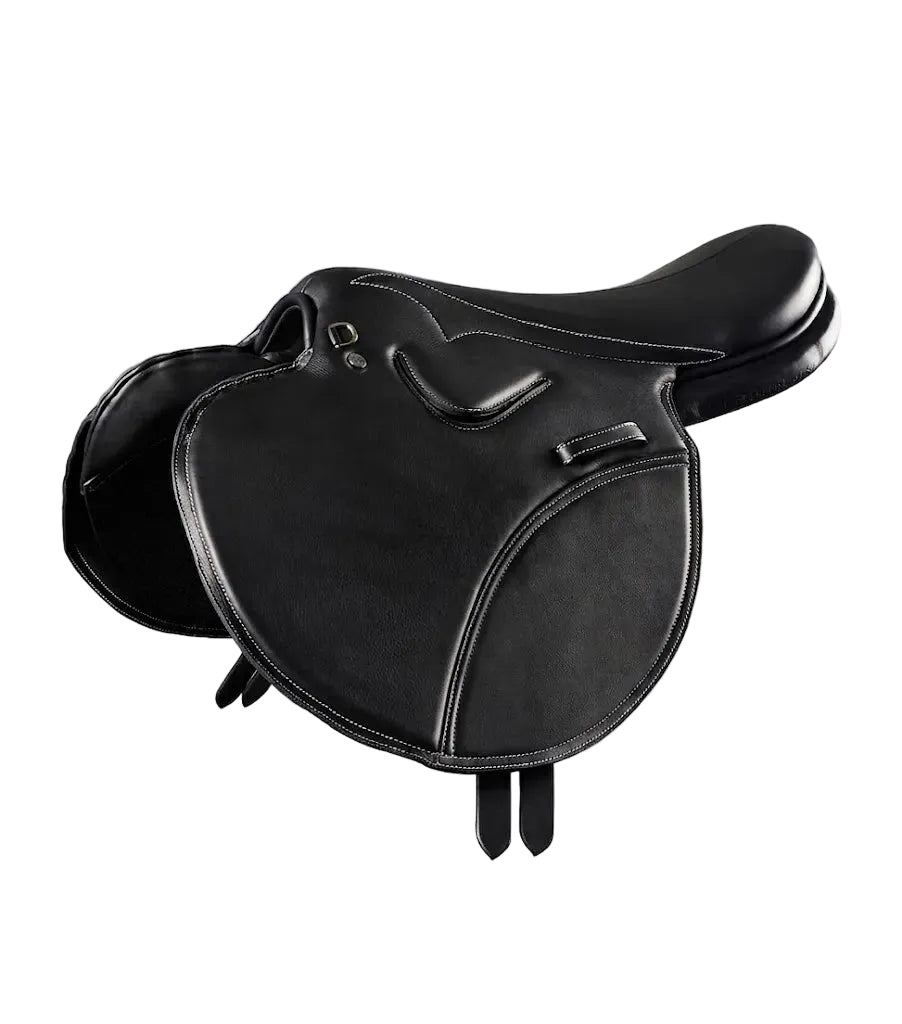 PE Leather Full Tree Exercise Racing Saddle Black