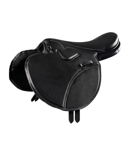 PE Leather Full Tree Exercise Racing Saddle Black