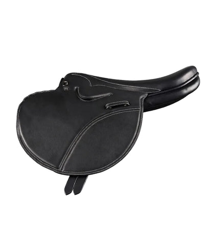 PE Leather Full Tree Exercise Racing Saddle Black